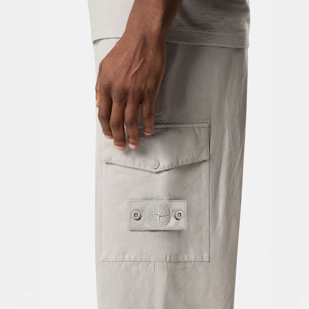 S.I GHOST COTON LINEN CANVAS CARGO TROUSERS - DUST GREY