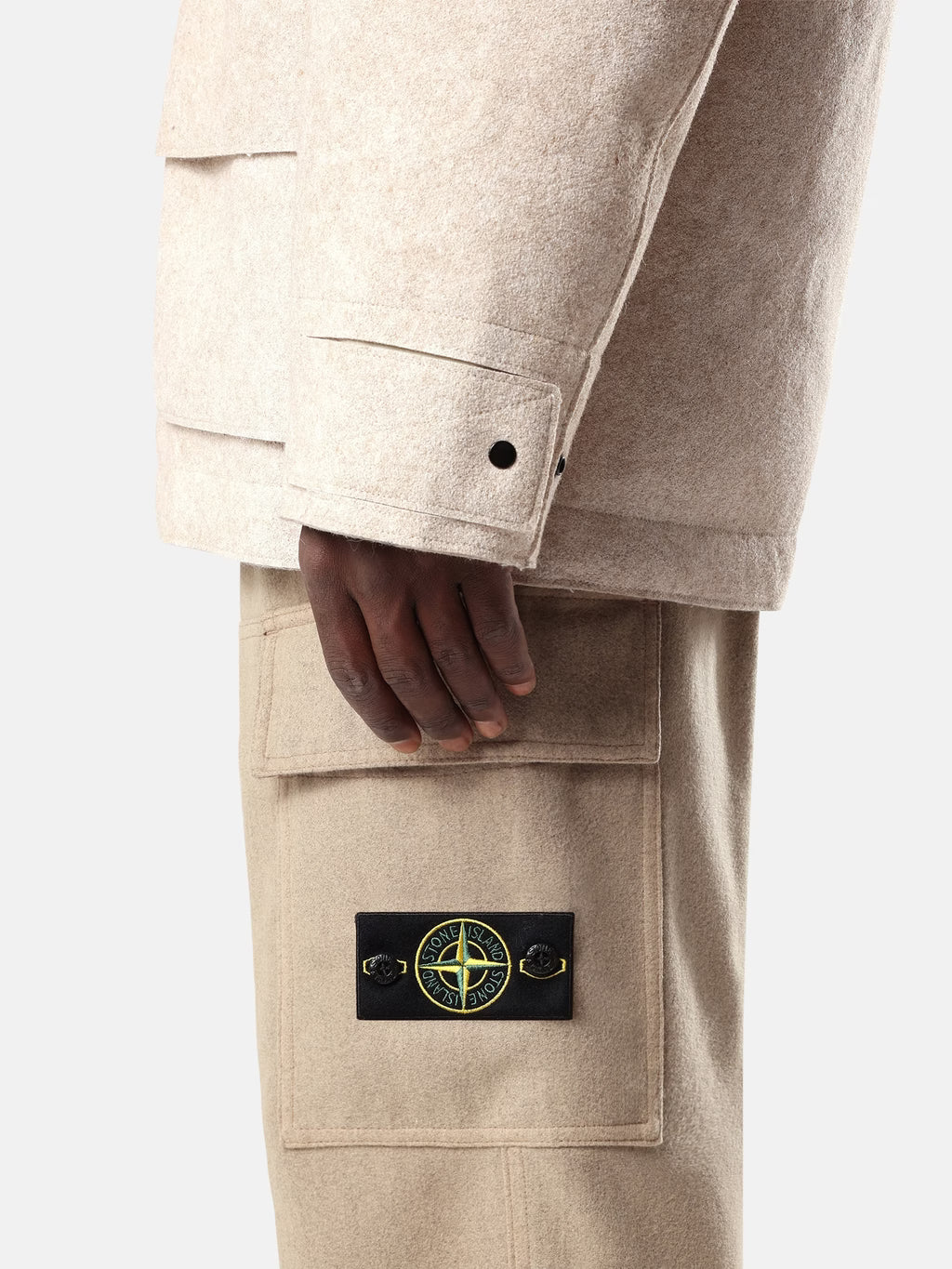 WOOL NYLON FLANNEL-TC CARGO PANTS - BISCUIT