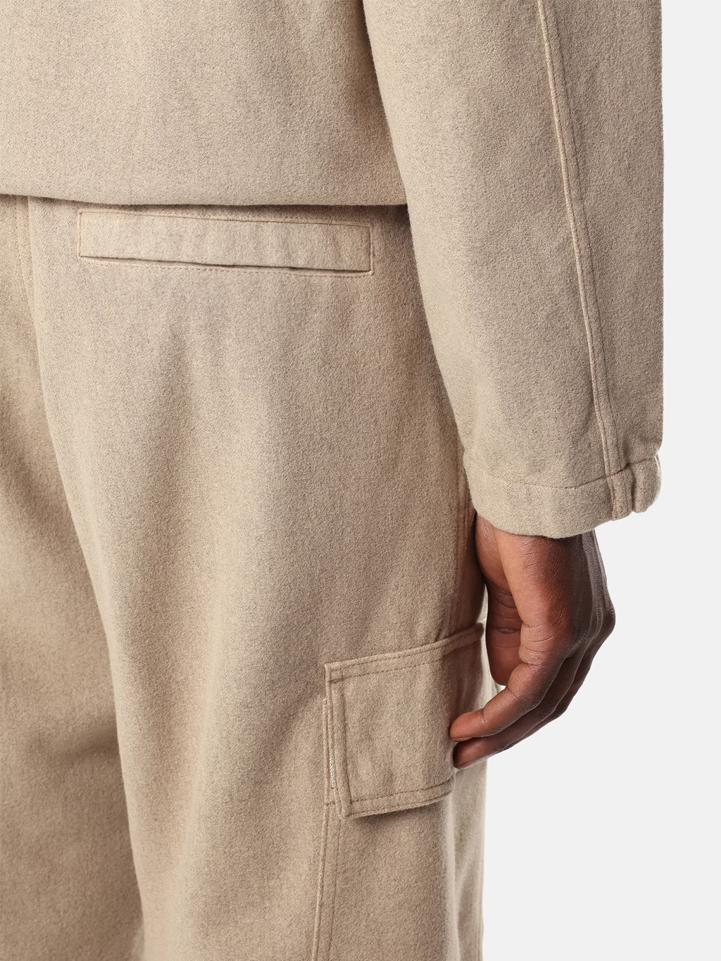 WOOL NYLON FLANNEL-TC CARGO PANTS - BISCUIT