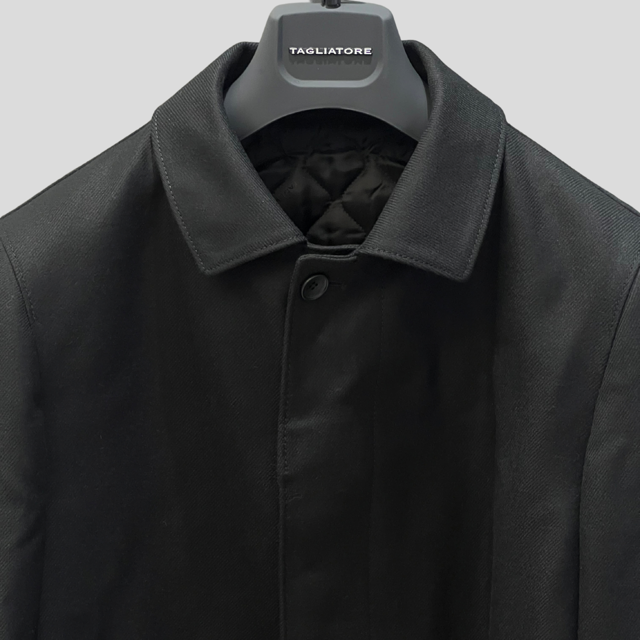 WATER REPELLENT WOOL TRENCH - BLACK