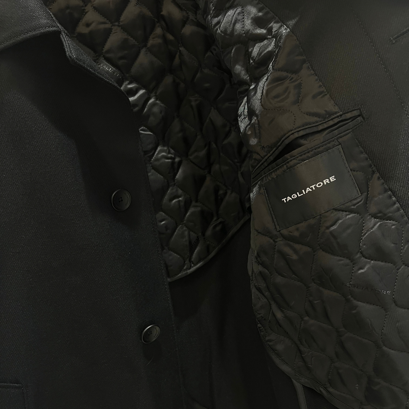 WATER REPELLENT WOOL TRENCH - BLACK