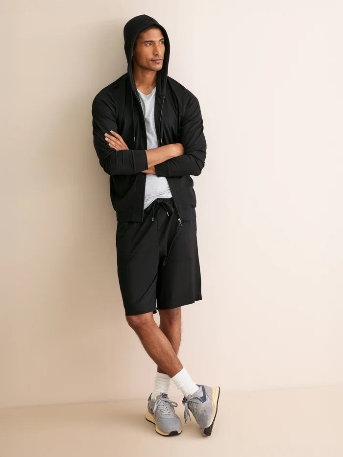 MICRO MODAL ZIP-UP HOODIE - BLACK