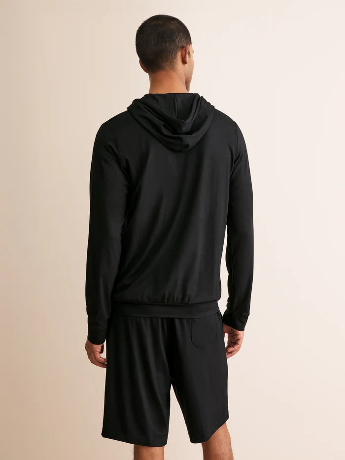 MICRO MODAL ZIP-UP HOODIE - BLACK