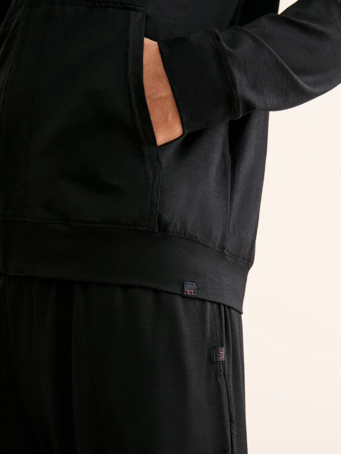 MICRO MODAL ZIP-UP HOODIE - BLACK