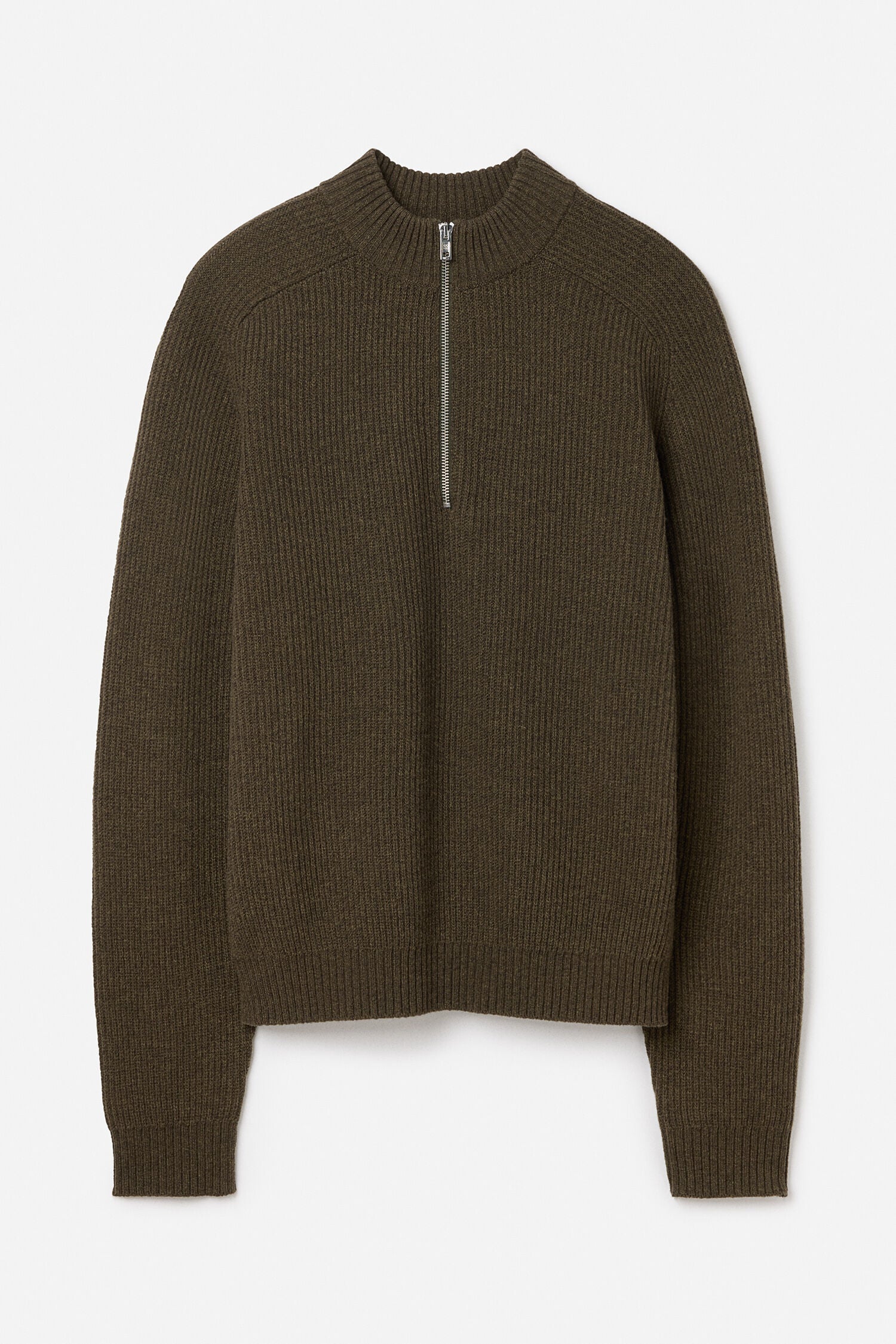 FILIPPA K RIBBED WOOL HALF ZIP SWEATER