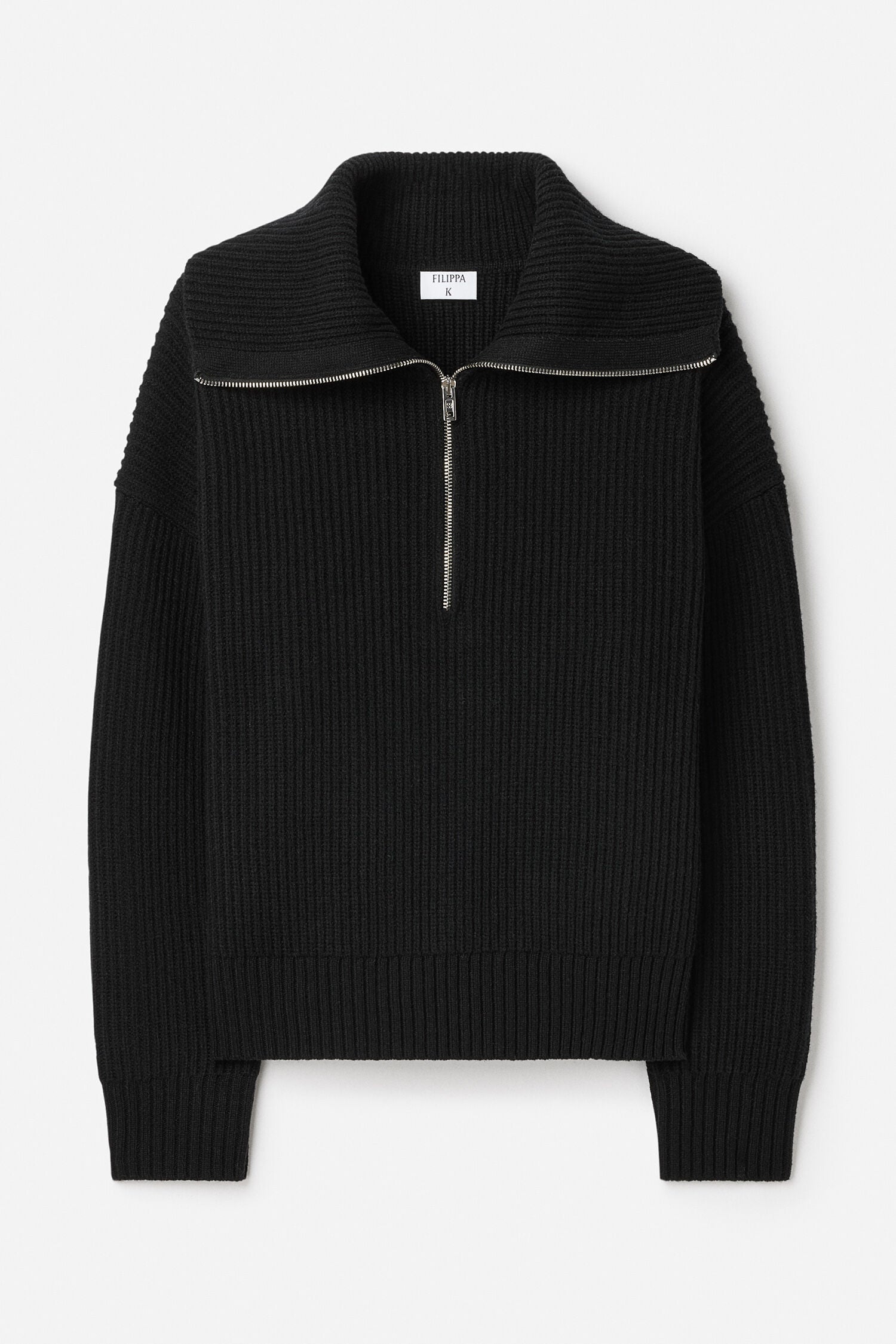 FILIPPA K RIBBED WOOL HALF ZIP SWEATER