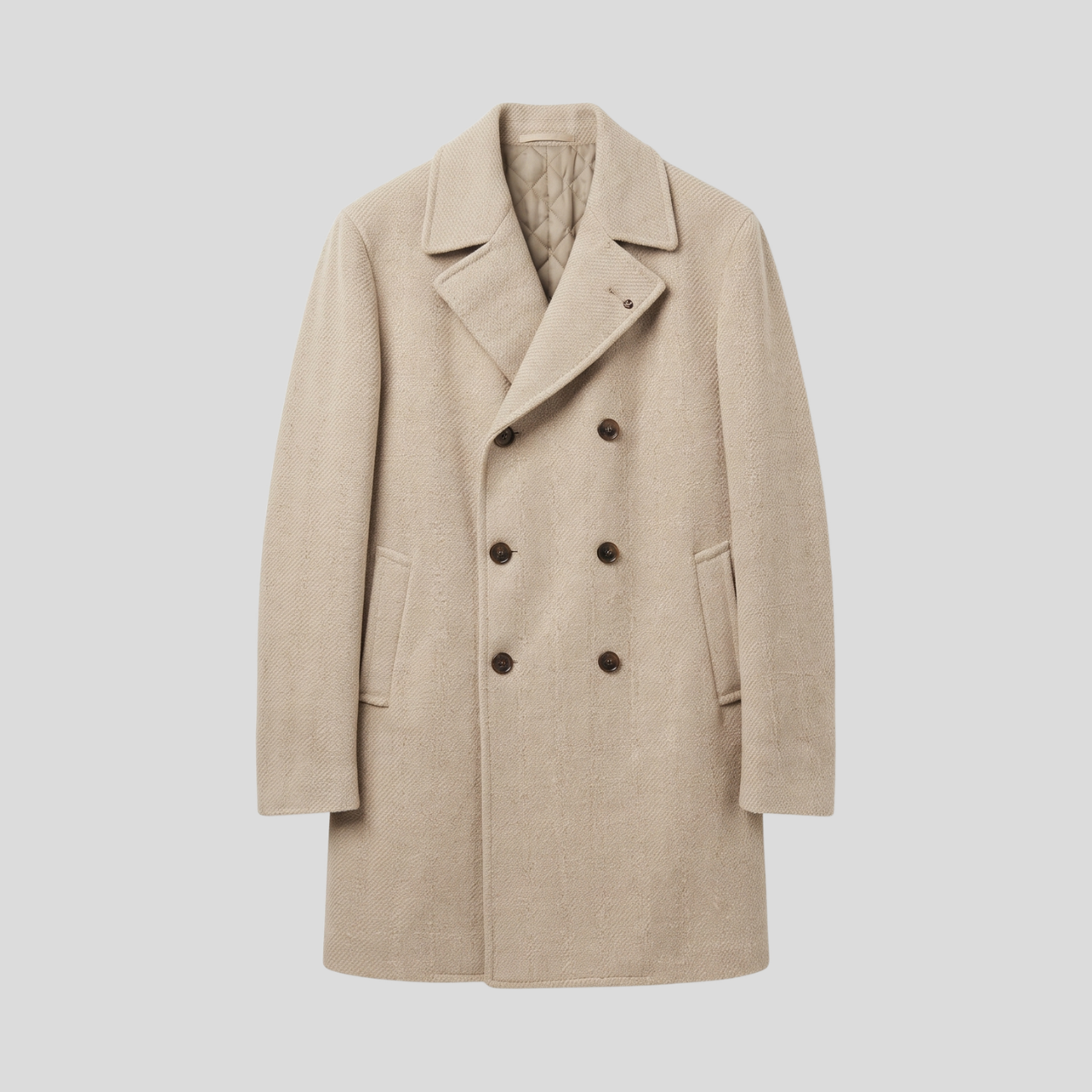 WOOL BLEND DOUBLE-BREASTED COAT - CREAM