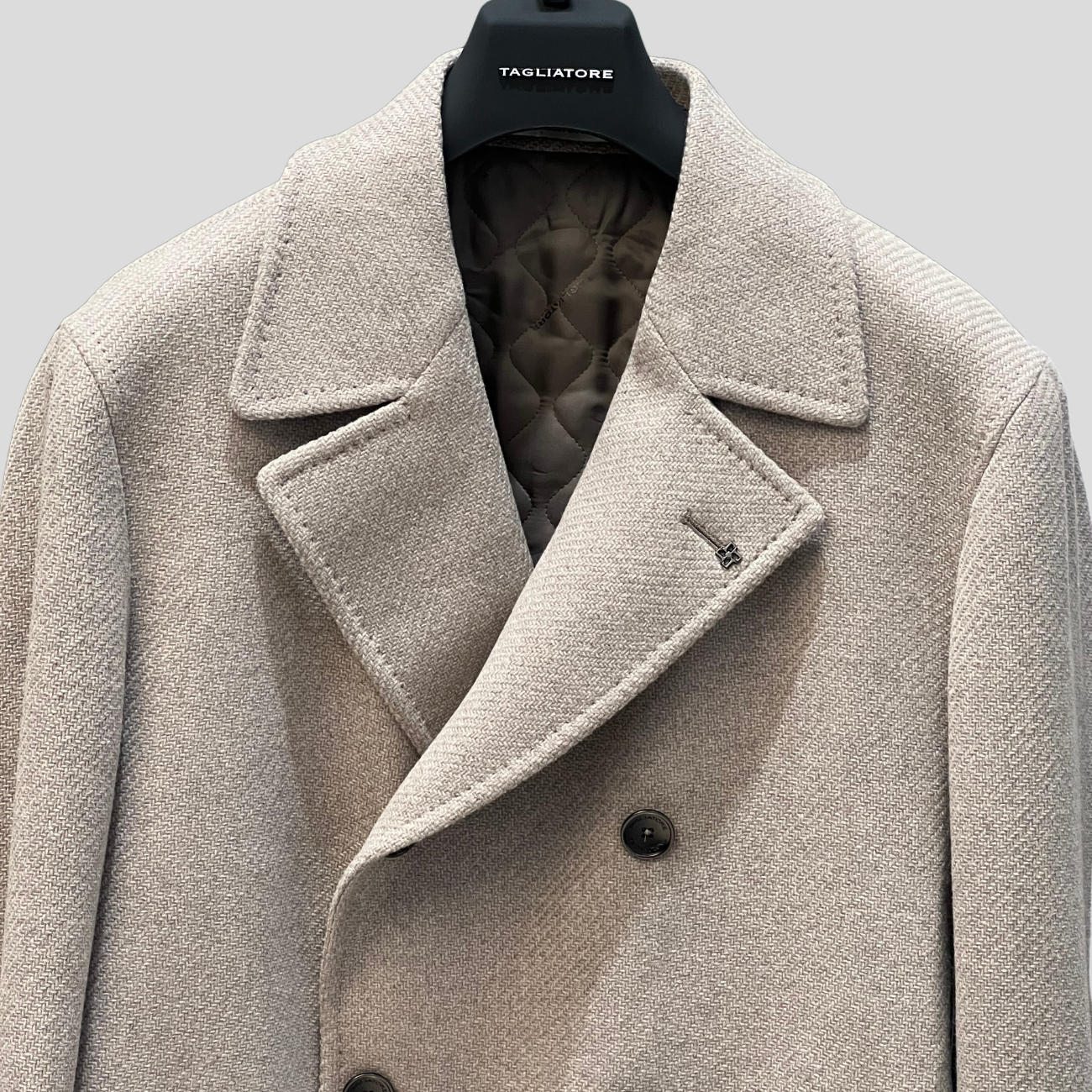 WOOL BLEND DOUBLE-BREASTED COAT - CREAM