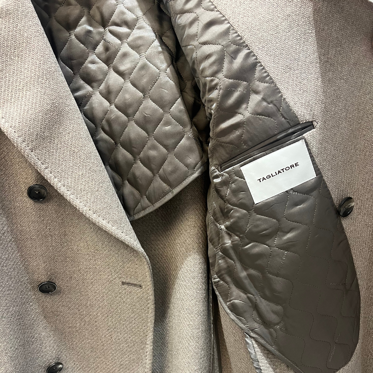 WOOL BLEND DOUBLE-BREASTED COAT - CREAM
