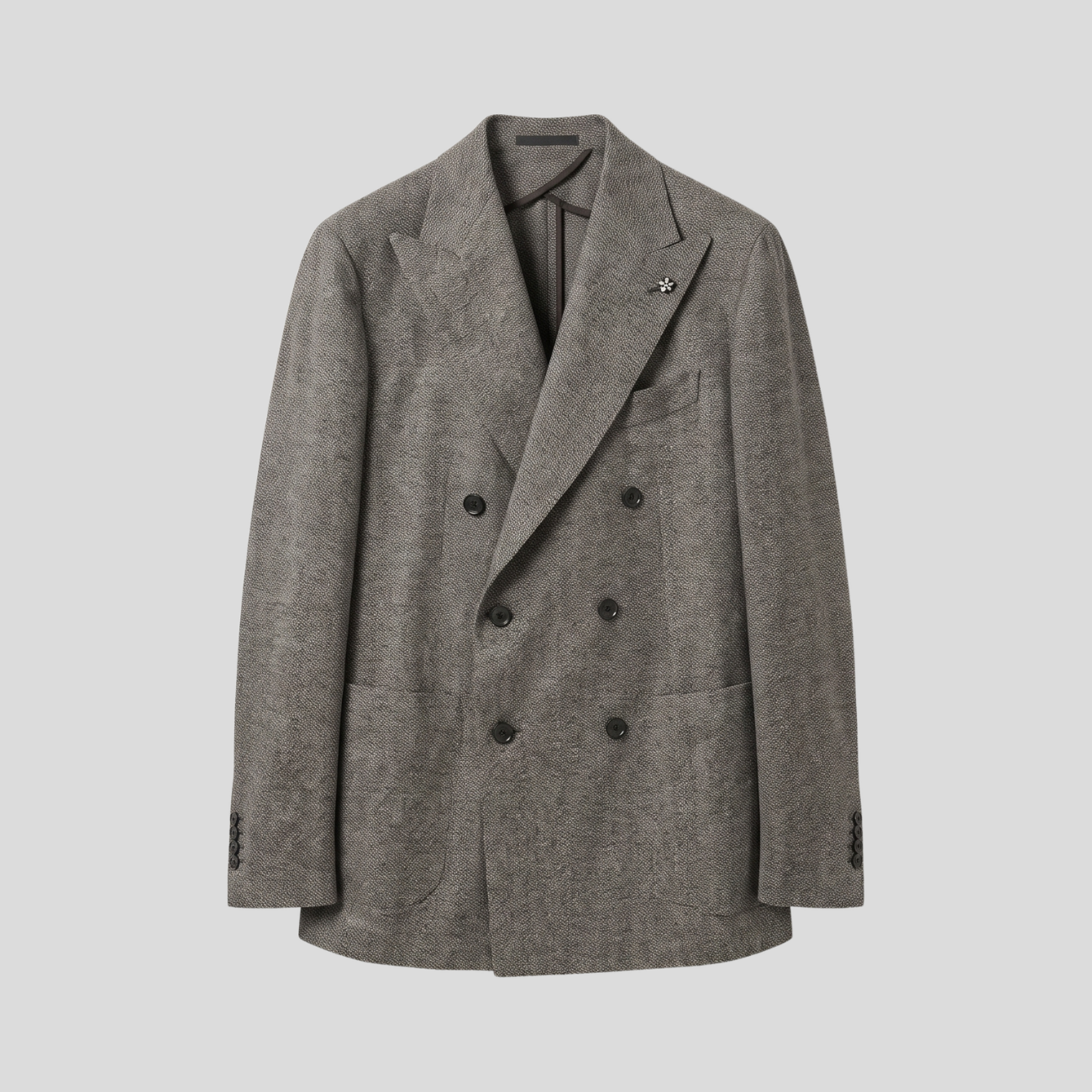 DOUBLE-BREASTED VIRGIN WOOL SUIT - CHARCOAL
