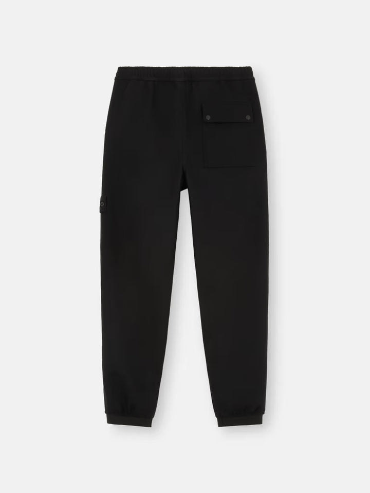 Pantalon de jogging en flanelle de laine et nylon avec poches et cordon de serrage à la taille - Noir