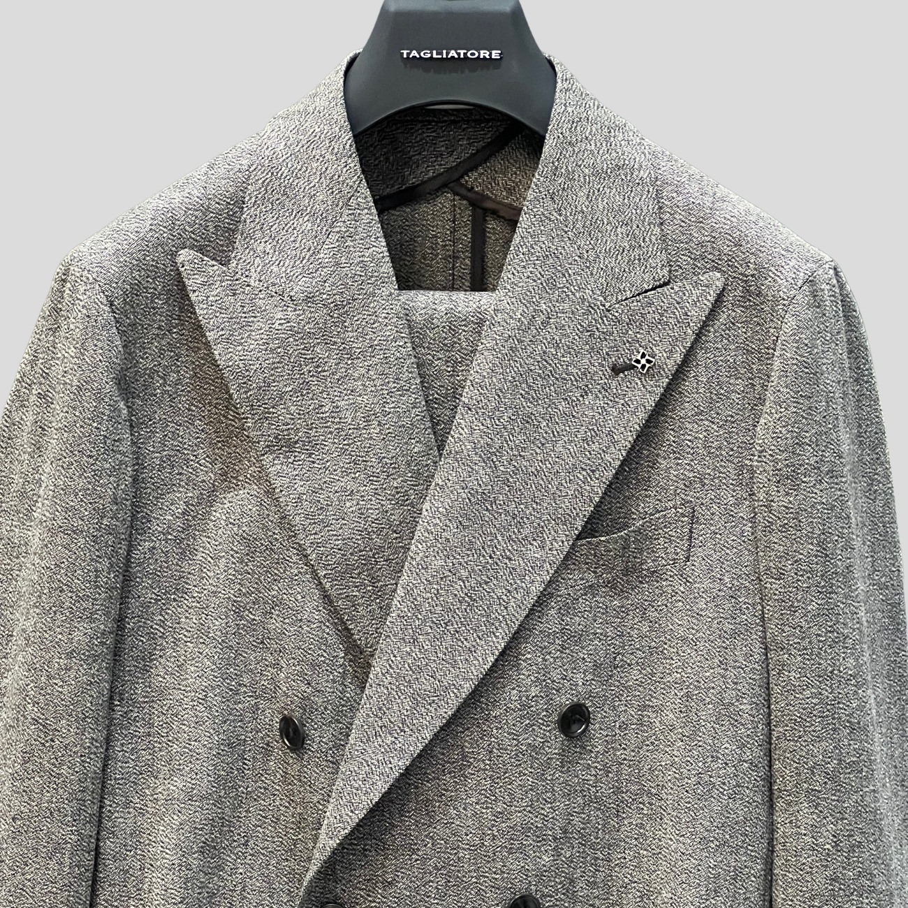 DOUBLE-BREASTED VIRGIN WOOL SUIT - CHARCOAL