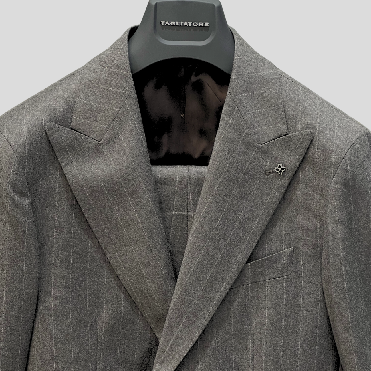 VRIGIN WOOL PINSTRIPE SUIT - GREY BROWN