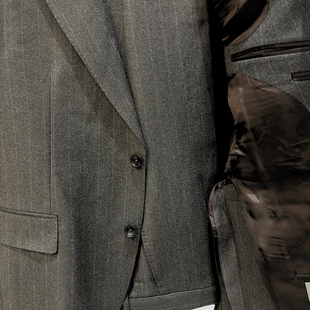 VRIGIN WOOL PINSTRIPE SUIT - GREY BROWN