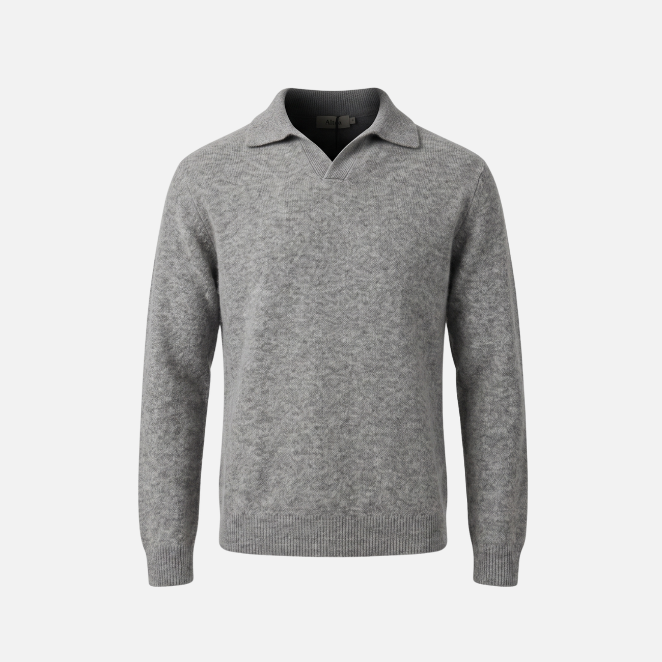 CASHMERE BLEND POLO SWEATER - GREY