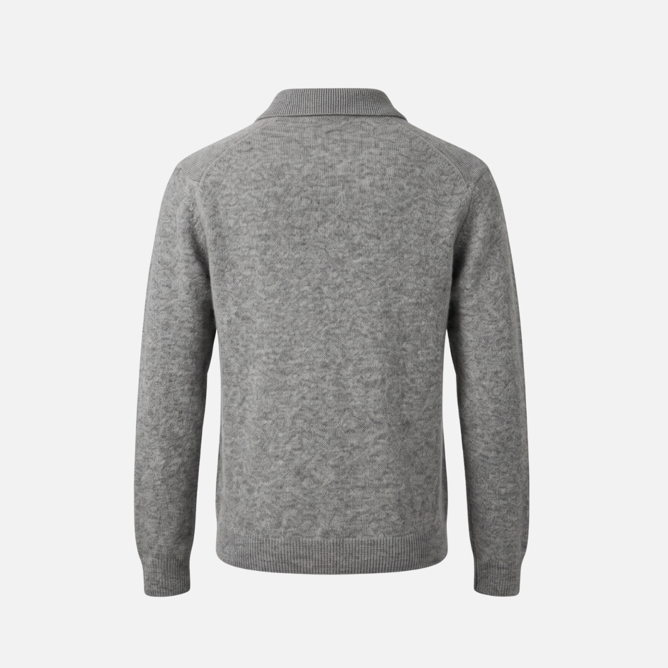 CASHMERE BLEND POLO SWEATER - GREY