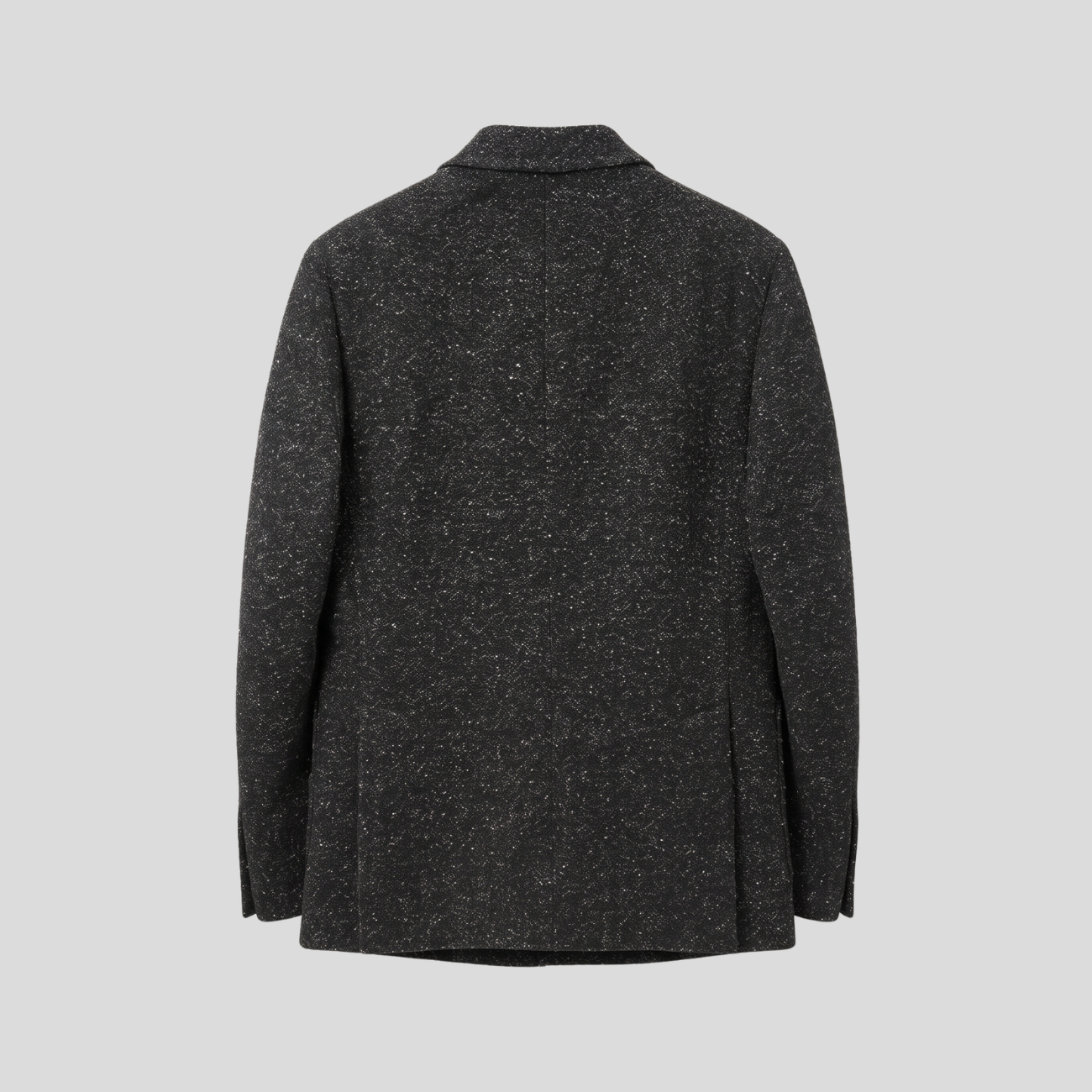 WOOL & SILK BLEND DOUBLE-BREASTED BLAZER - CHARCOAL