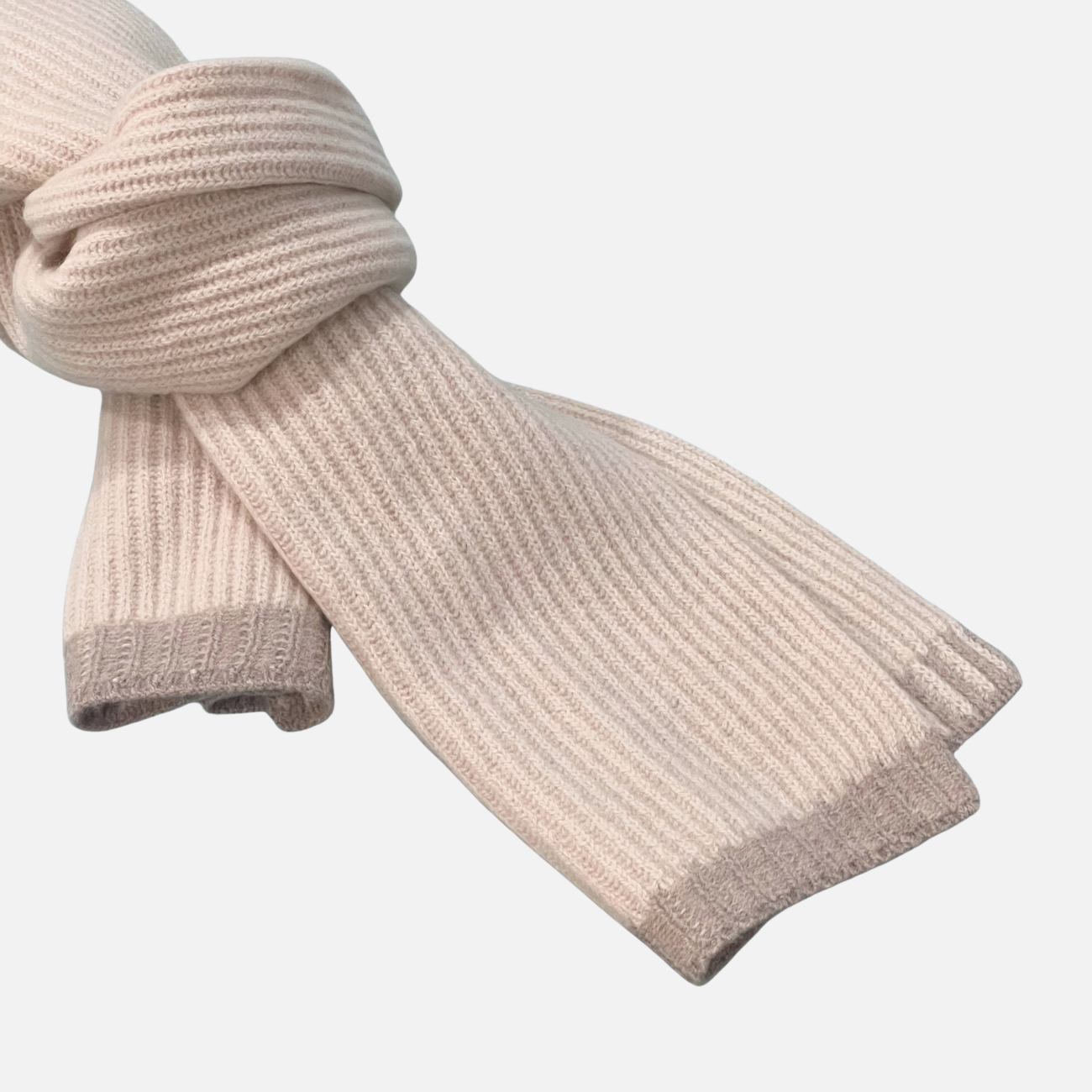 CASHMERE BLEND RIBBED SCARF - CREAM