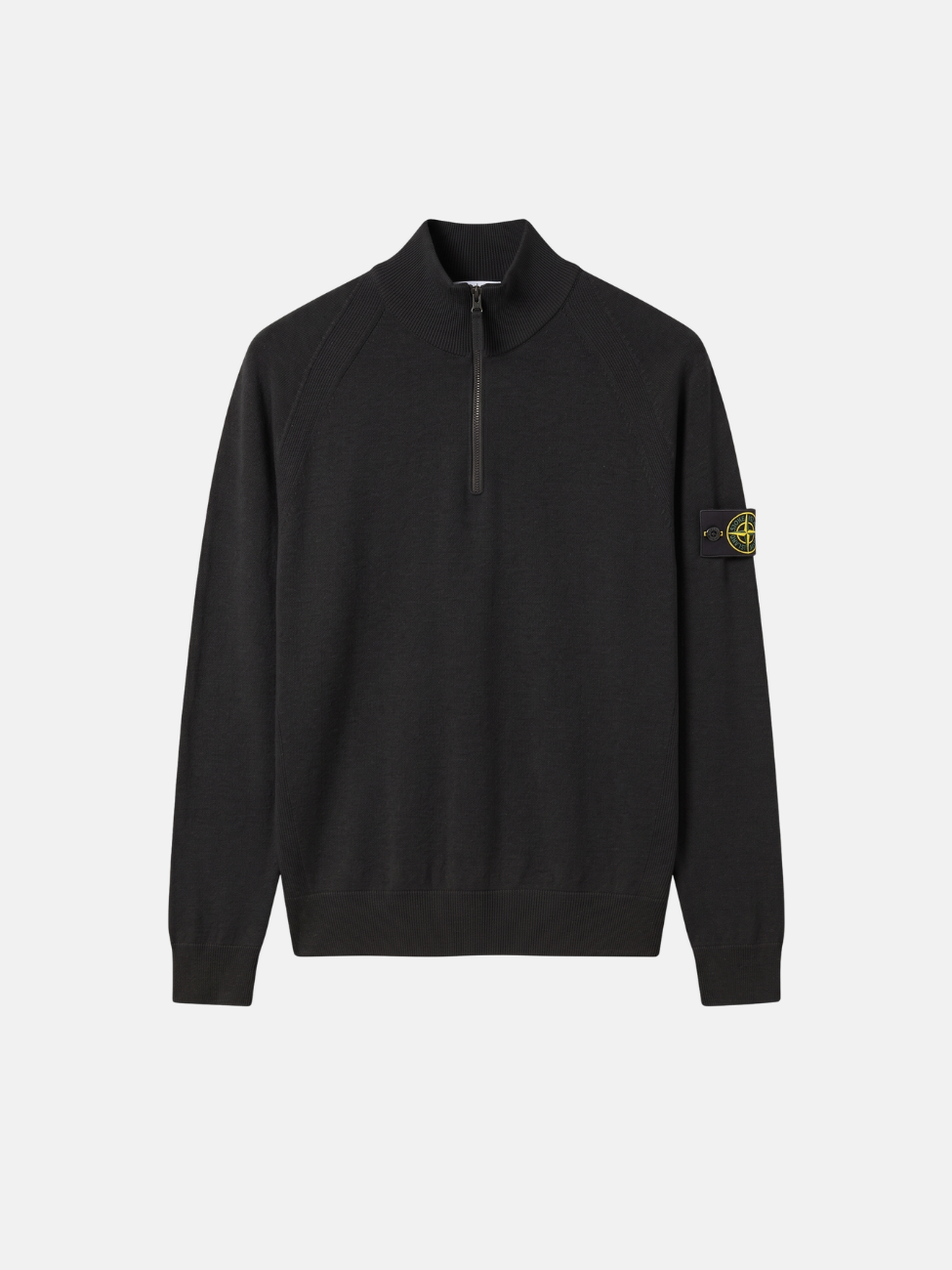 QUARTER-ZIP RWS WOOL BLEND SWEATER - BLACK