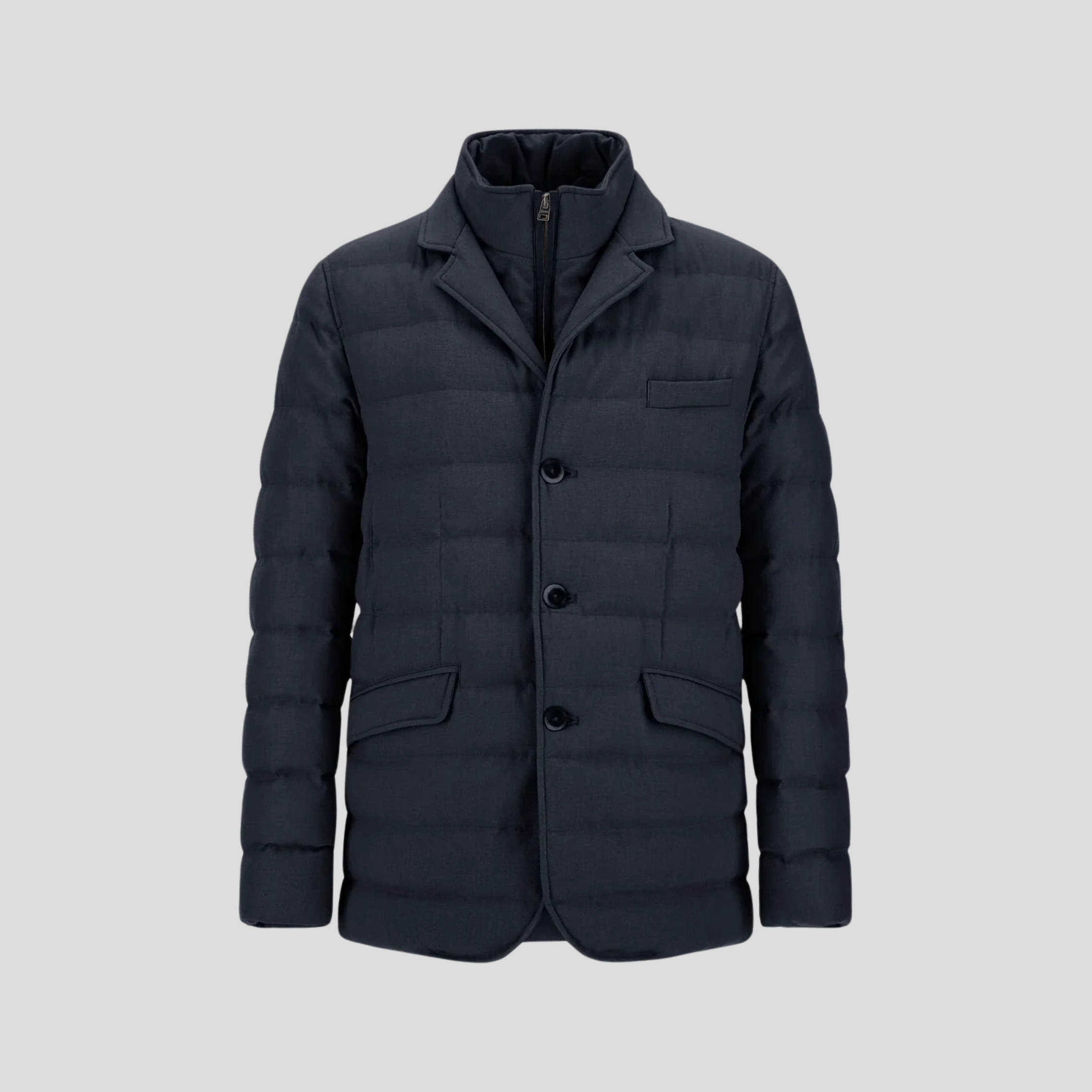 WOOL-BLEND SUEDE-EFFECT BLAZER - NAVY