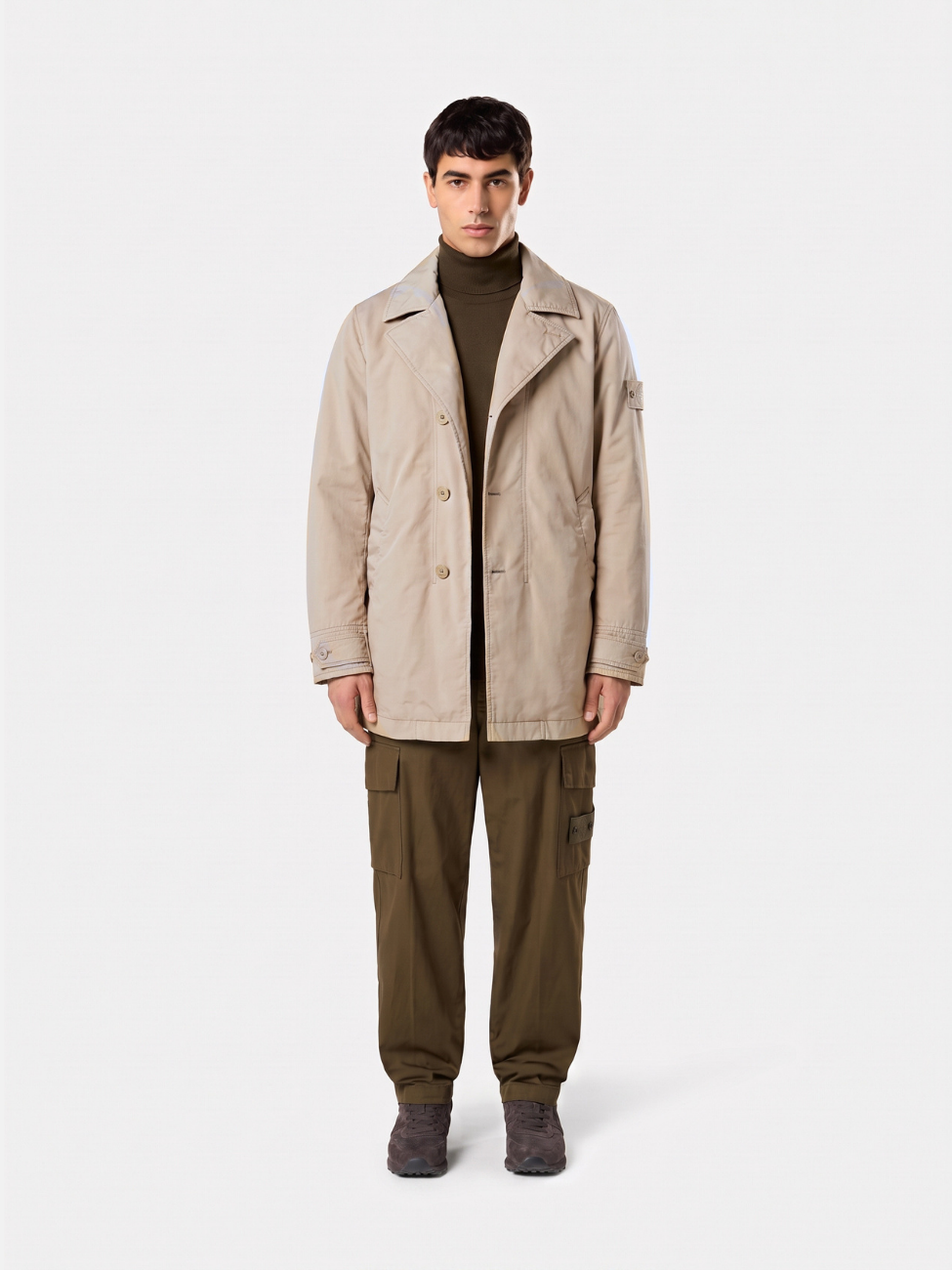 DAVID-TC GHOST PADDED PEACOAT - BEIGE