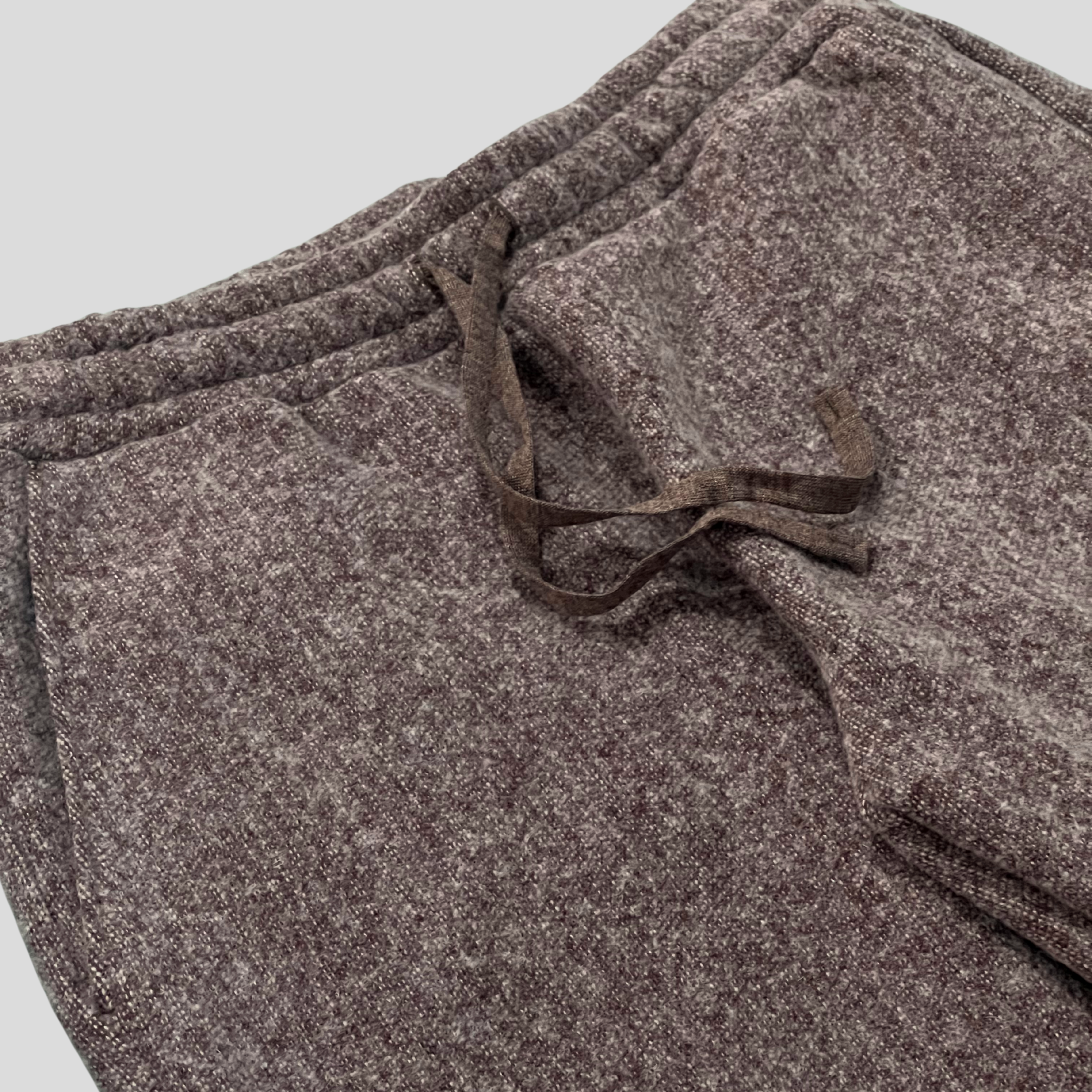 WOOL BLEND RELAX FIT PANTS - DARK BROWN