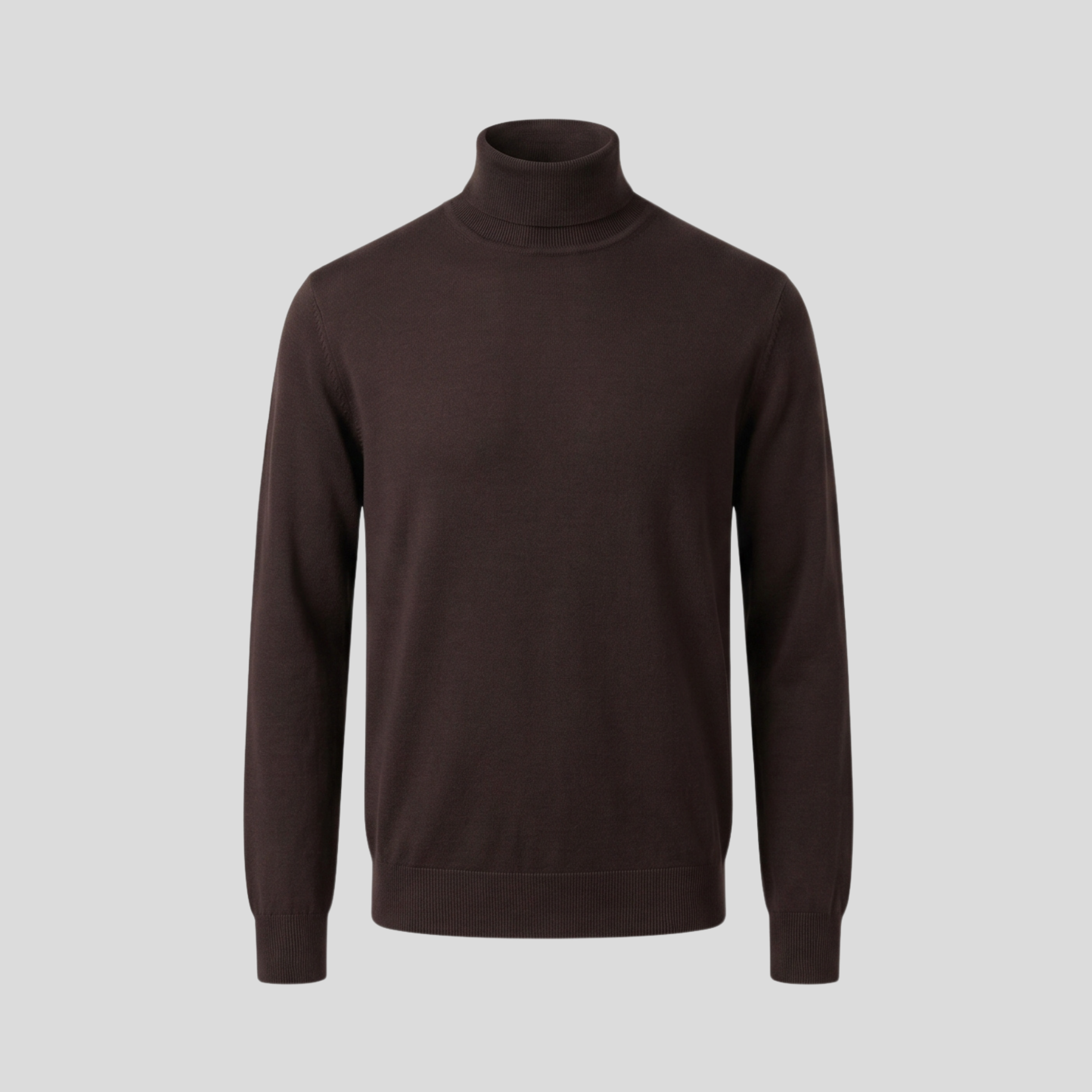 WOOL HIGH NECK SWEATER - BROWN