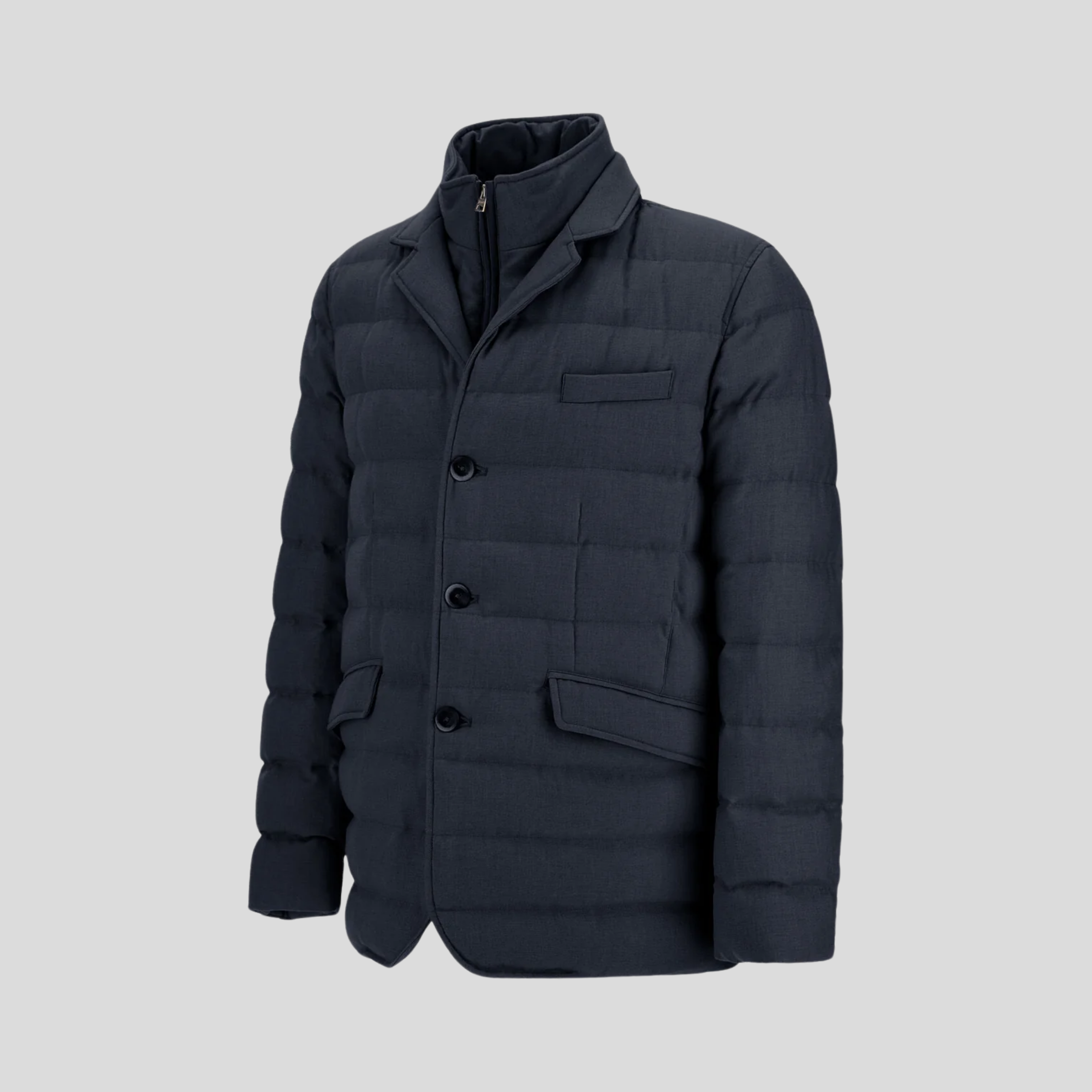 WOOL-BLEND SUEDE-EFFECT BLAZER - NAVY