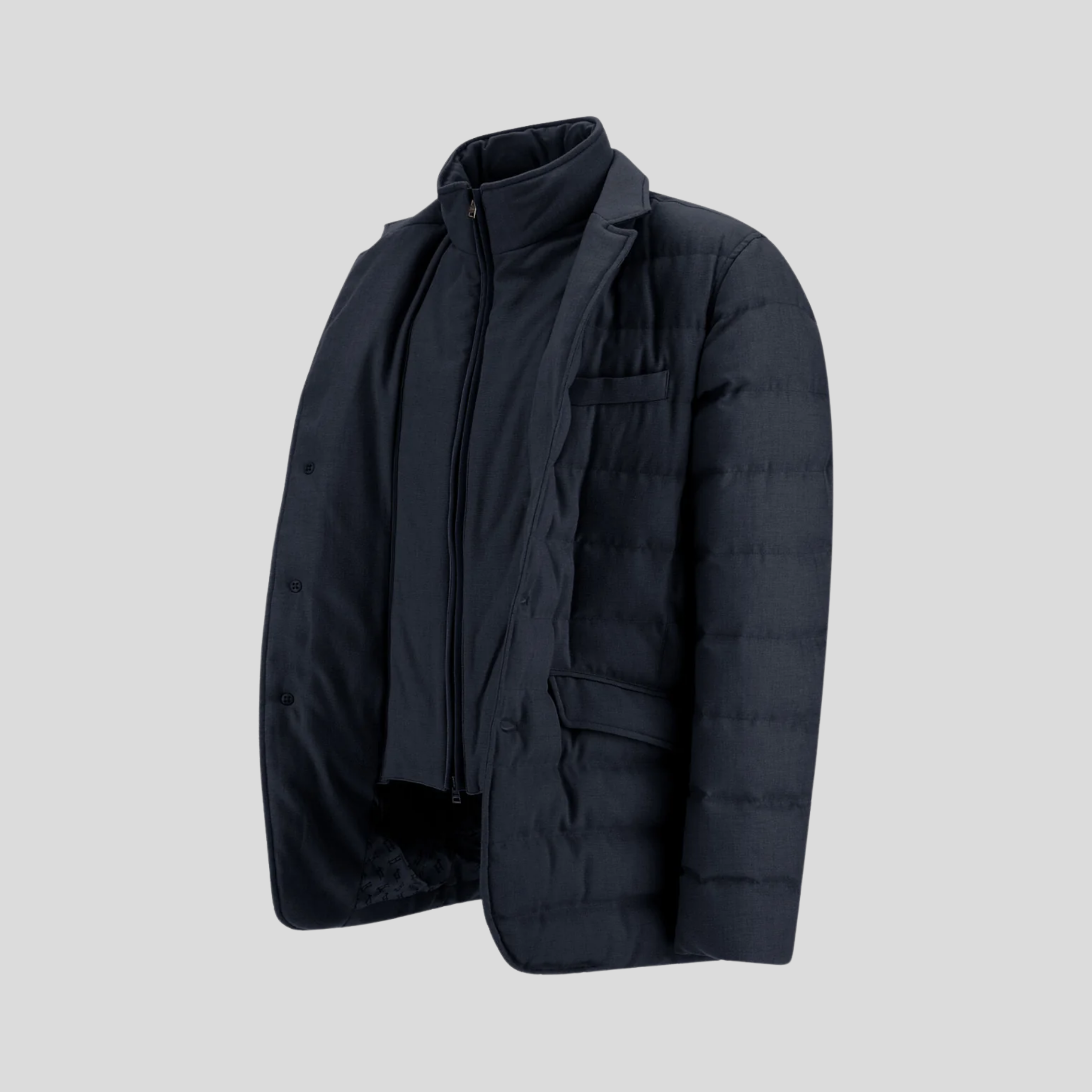 WOOL-BLEND SUEDE-EFFECT BLAZER - NAVY