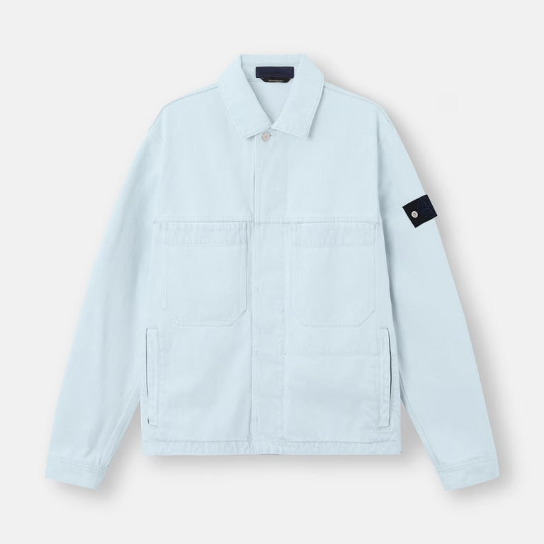 INDIGO DENIM-ULTRA BLEACHED COACH JACKET - BLUE EXTRA BLEACH