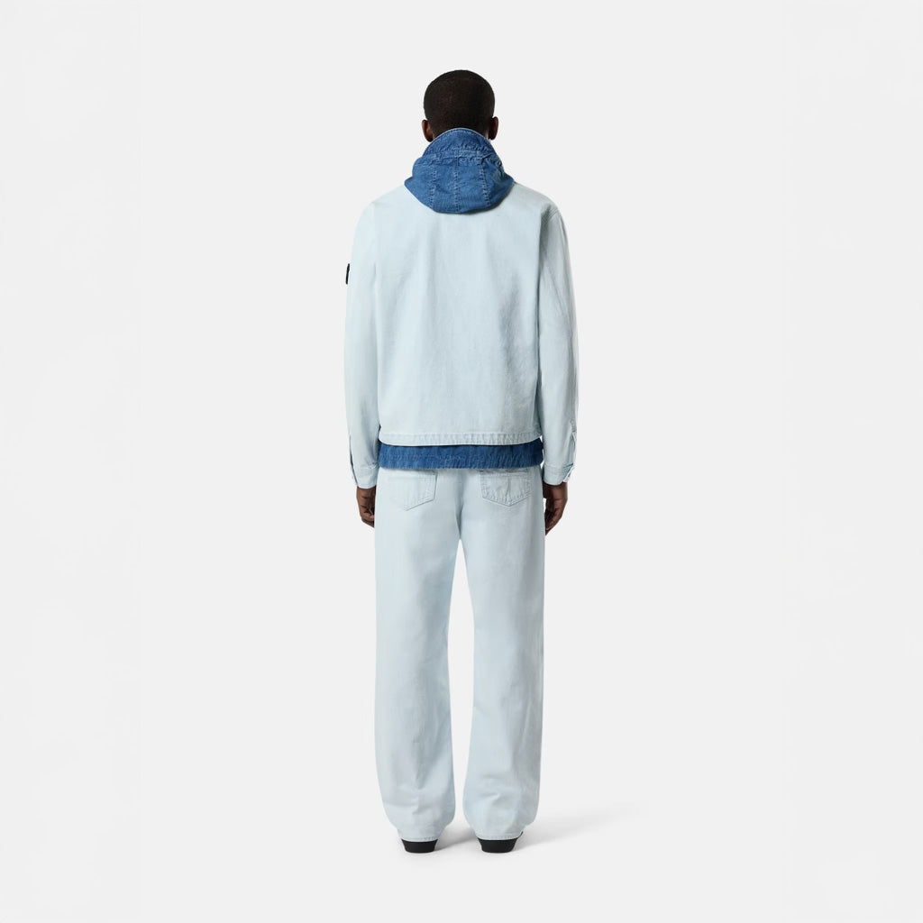 INDIGO DENIM-ULTRA BLEACHED COACH JACKET - BLUE EXTRA BLEACH