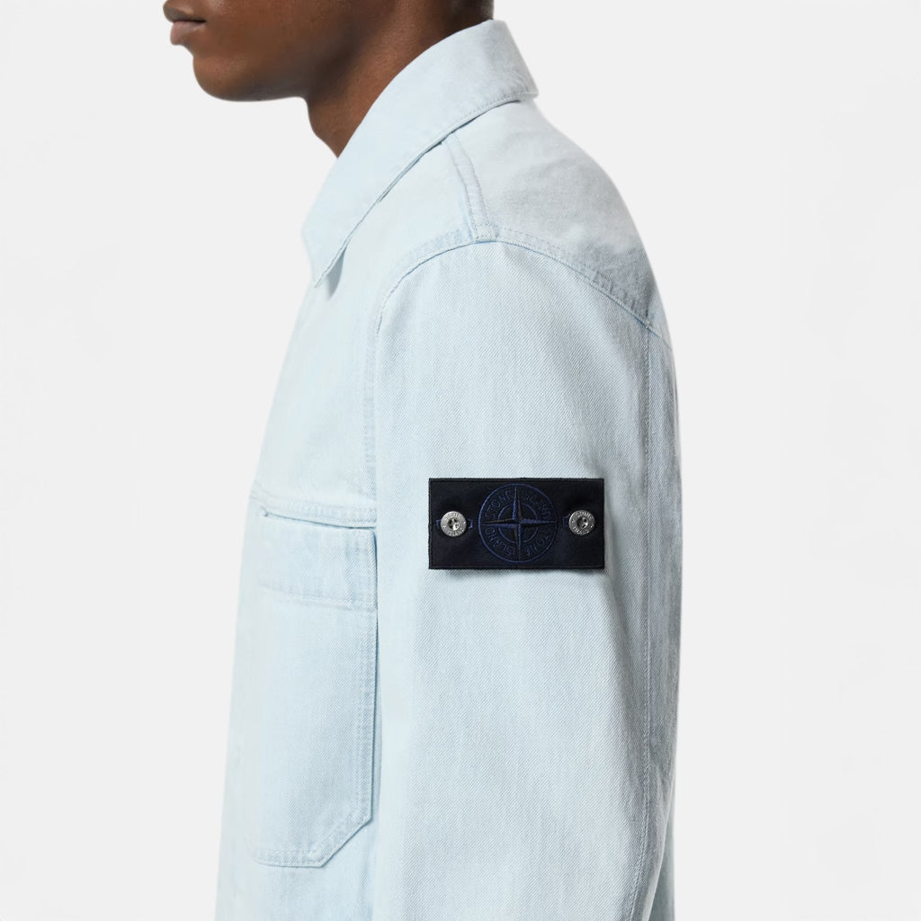 INDIGO DENIM-ULTRA BLEACHED COACH JACKET - BLUE EXTRA BLEACH