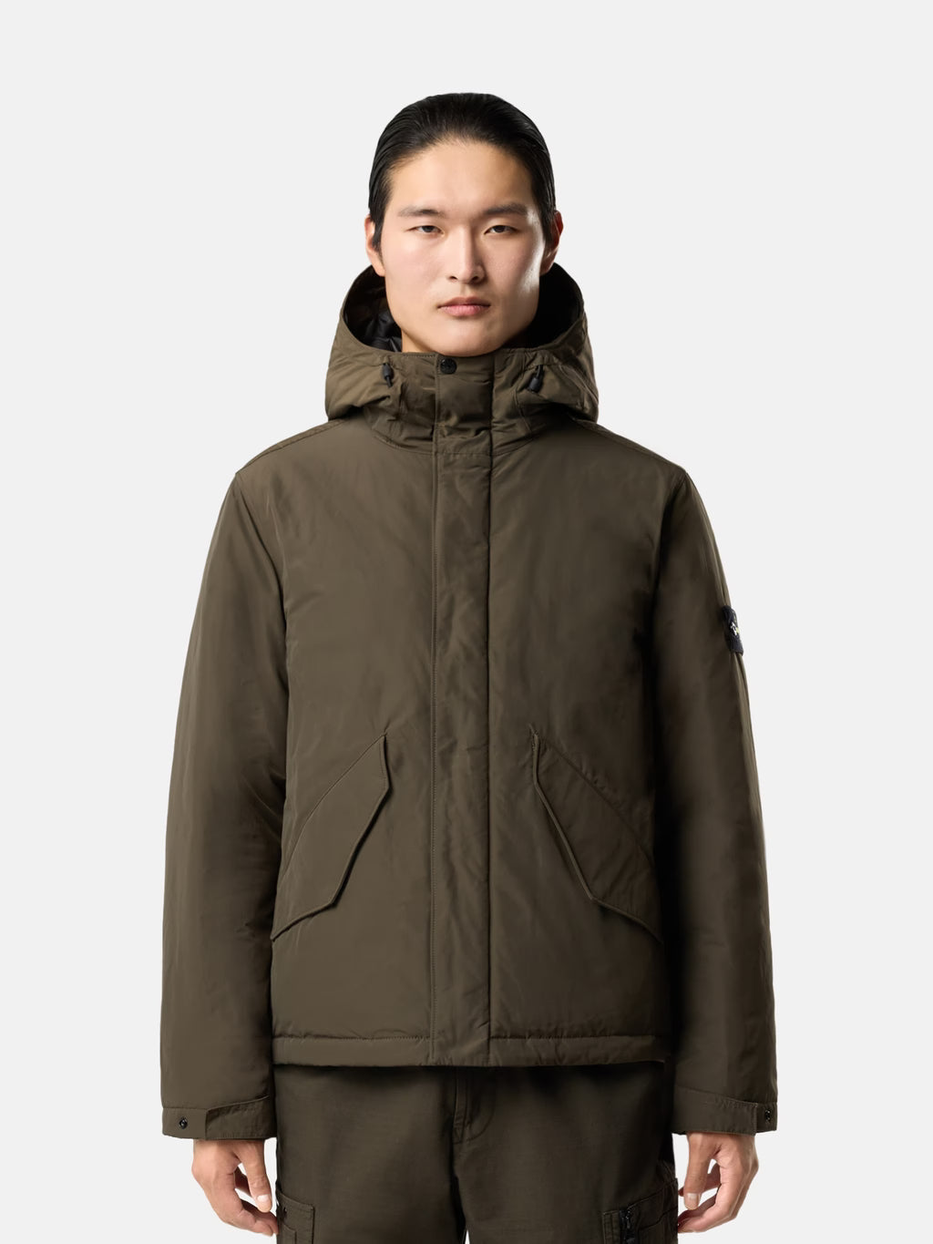 MICRO TWILL PADDED HOODED ANTI-DROP JACKET - COAL GRAY