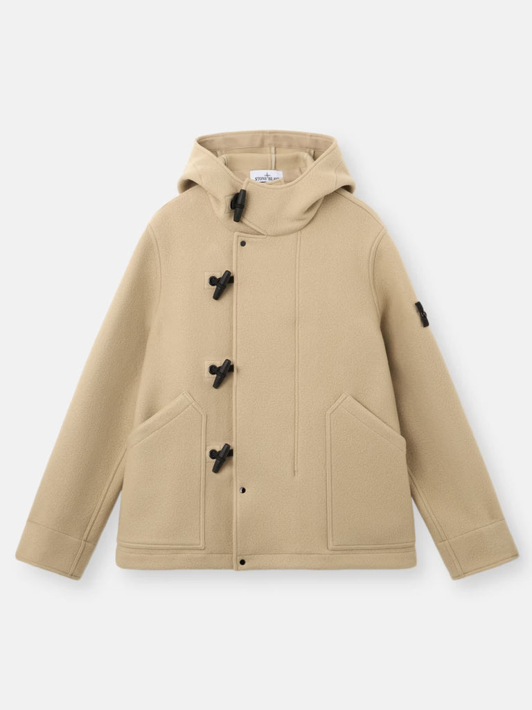 HEAVY MELTON SHORT PARKA - BISCUIT