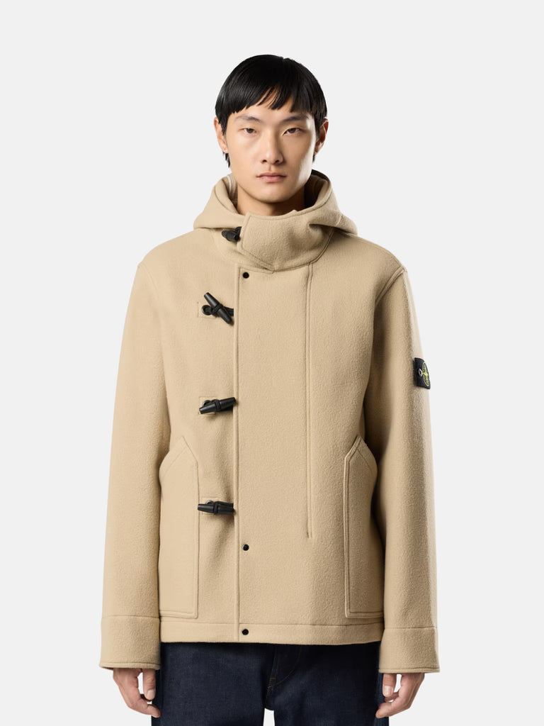 HEAVY MELTON SHORT PARKA - BISCUIT