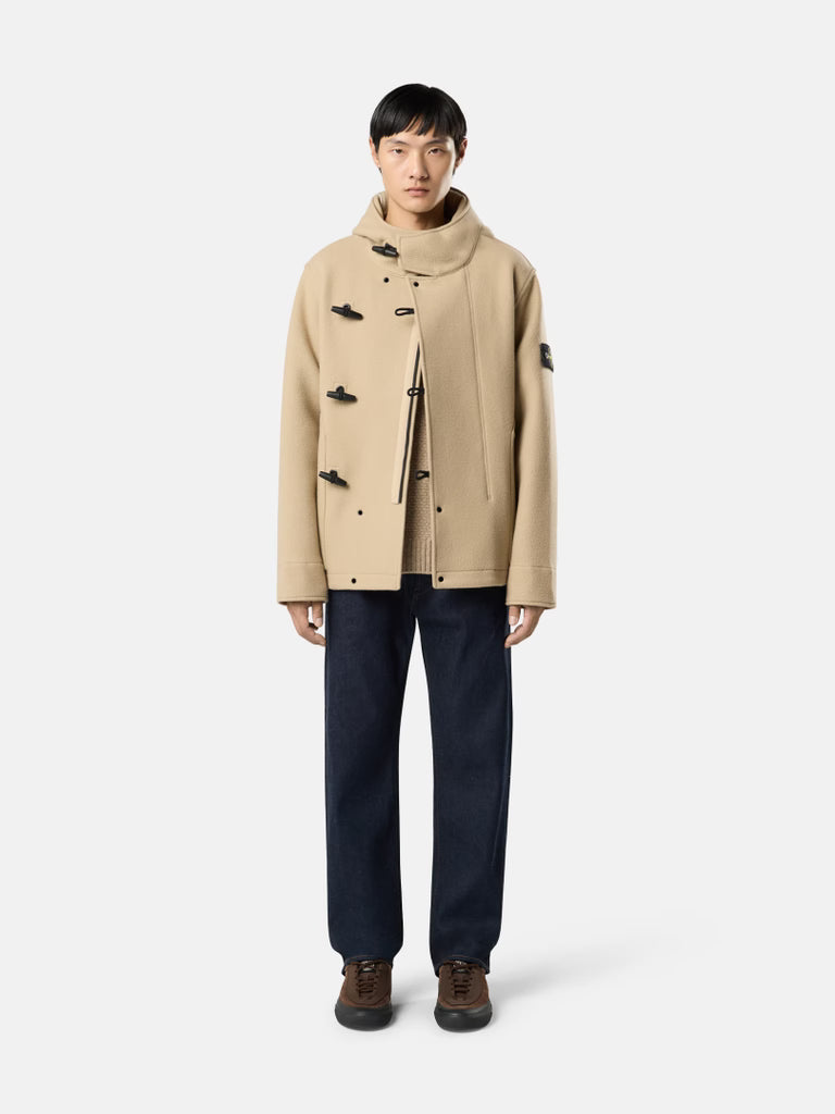 HEAVY MELTON SHORT PARKA - BISCUIT