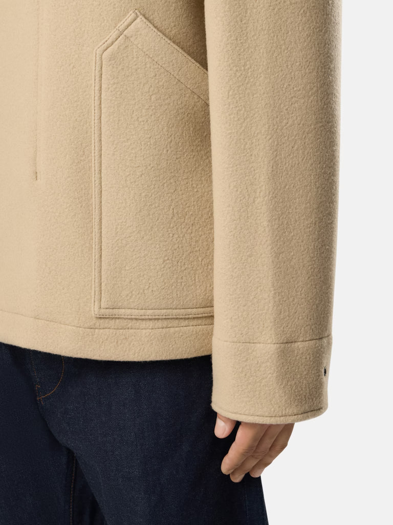 HEAVY MELTON SHORT PARKA - BISCUIT