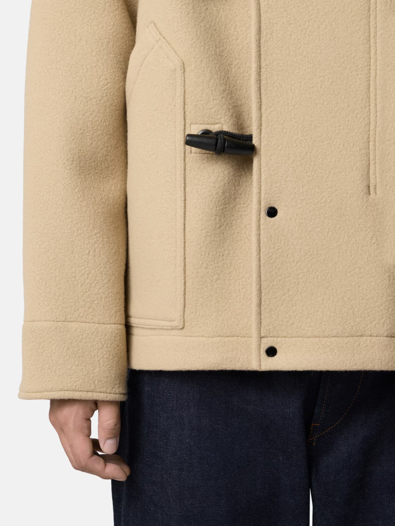 HEAVY MELTON SHORT PARKA - BISCUIT