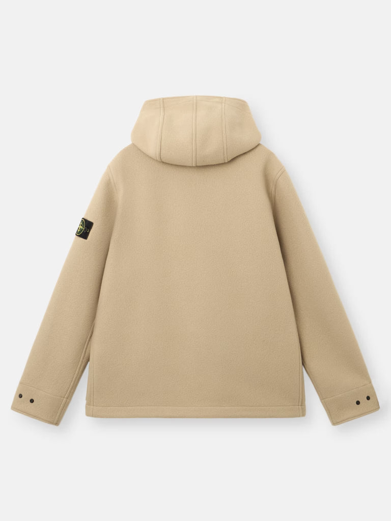 HEAVY MELTON SHORT PARKA - BISCUIT