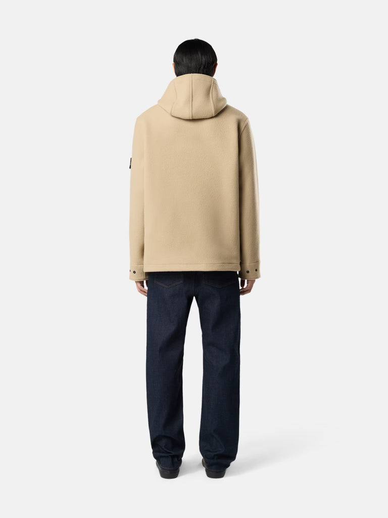 HEAVY MELTON SHORT PARKA - BISCUIT