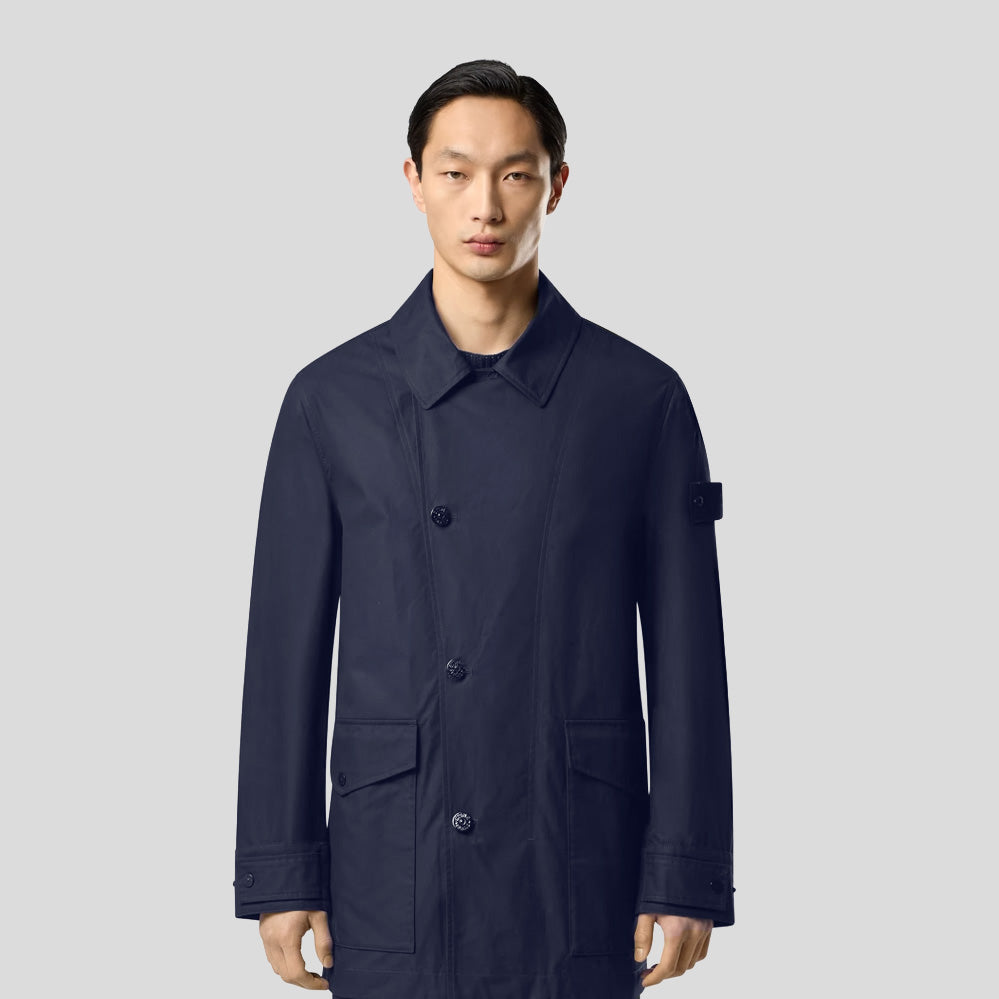 S.I. GHOST ALL-WEATHER COTTON CANVAS PEA COAT - NAVY BLUE  4100046 S0F01