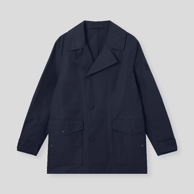 S.I. GHOST ALL-WEATHER COTTON CANVAS PEA COAT - NAVY BLUE  4100046 S0F01
