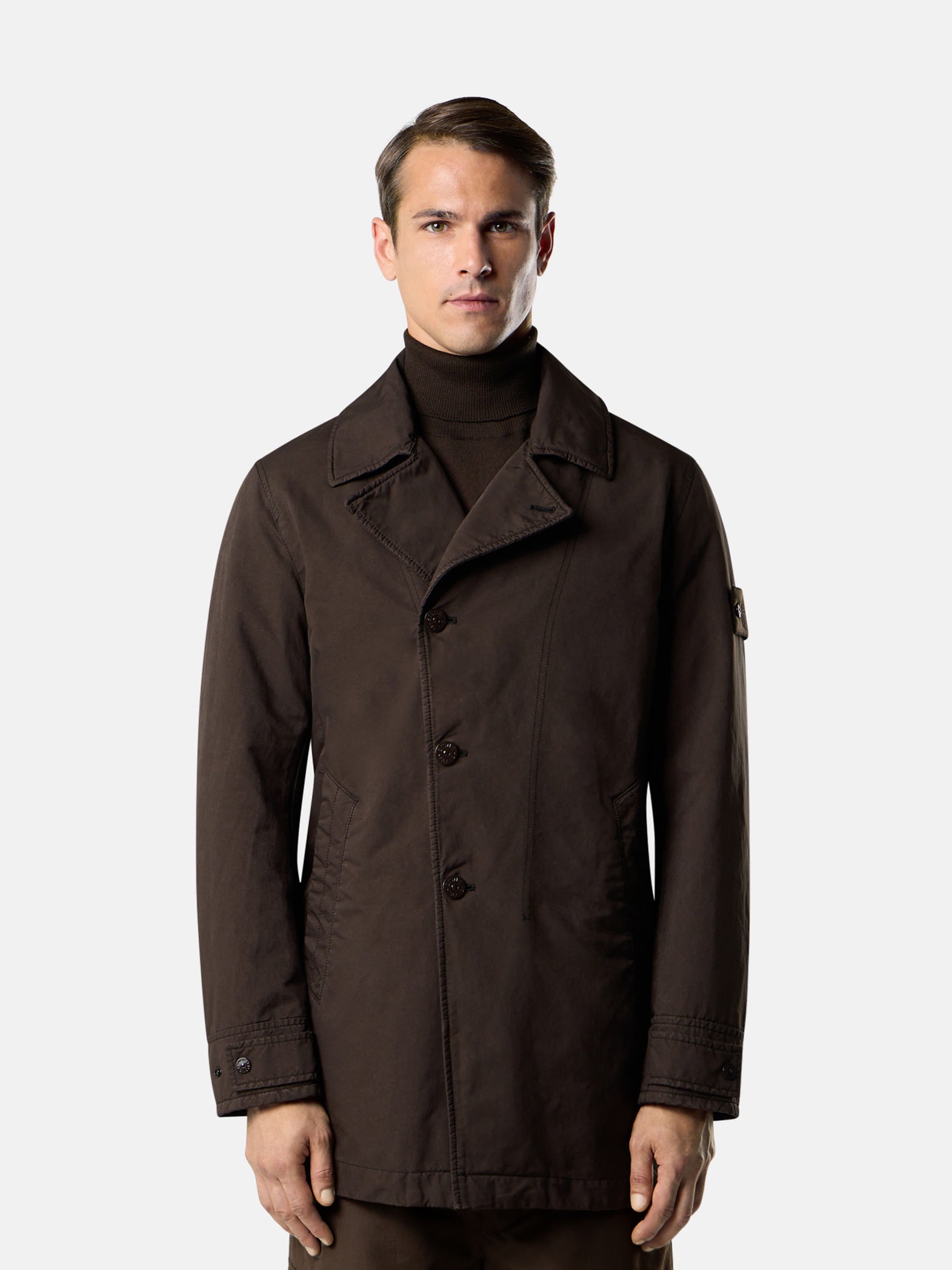 DARK BROWN PADDED PEA COAT