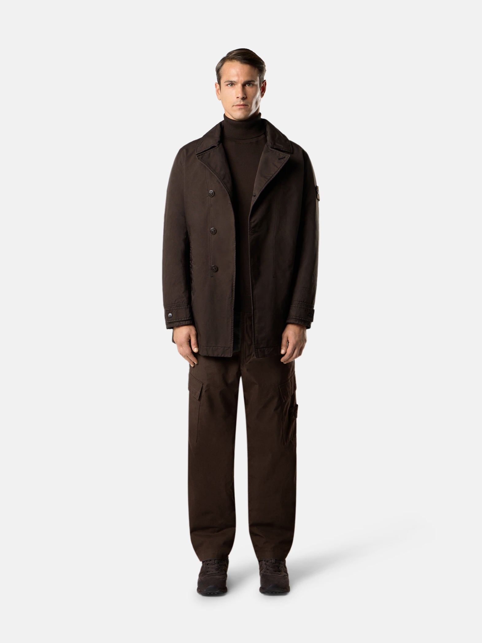 DARK BROWN PADDED PEA COAT