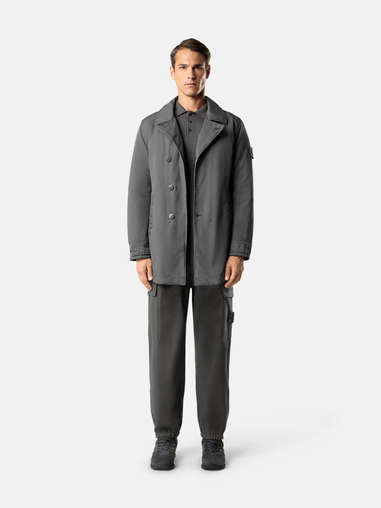 DARK GREY PADDED PEA COAT JACKET