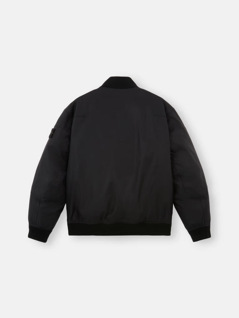 Wind-Resistant Down Bomber Jacket - Black