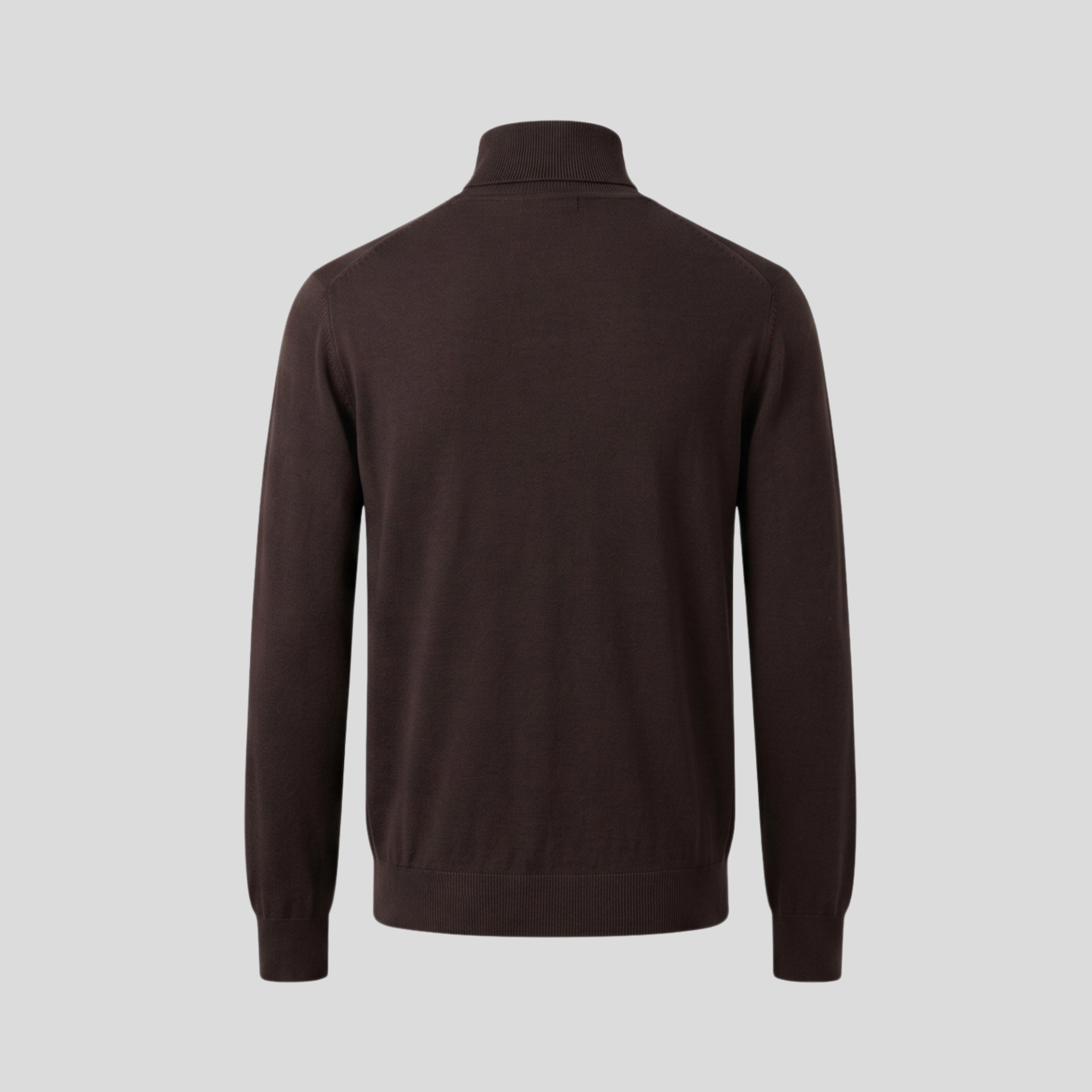 WOOL HIGH NECK SWEATER - BROWN