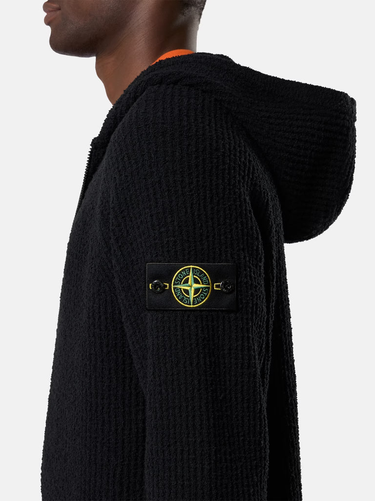 FULL RIB HOODED ZIP-UP - BLACK