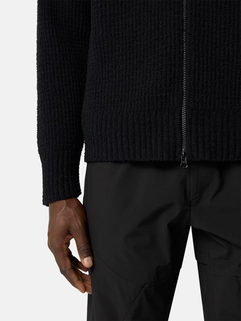 FULL RIB HOODED ZIP-UP - BLACK