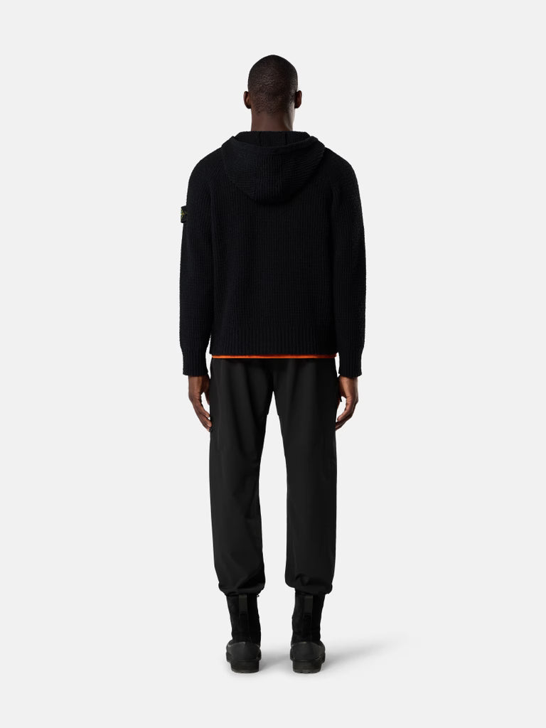 FULL RIB HOODED ZIP-UP - BLACK